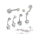 11pcs* Puncture Pendant Belly Button Nail 5MM Steel Ball *1.6*10MM Curved GWC