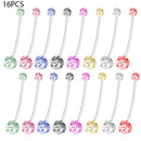16PCS Women Body Piecing Navel Ring Colors Coat Dual Ball Barbell Belly  NWO