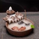 Fish Porcelain Backflow Incense Burner Ceramic Holder For Home Office Dec QAM
