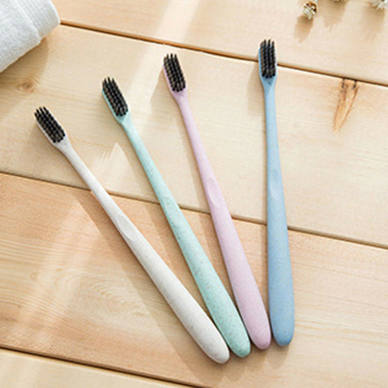 Wheat Straw Soft Bamboo Charcoal Toothbrush Hygiene Eco-Friendly Oral Clean cvb