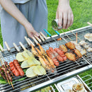 12PCS Wooden Handle BBQ Skewers Stainless Steel Barbecue Skewer BBQ Tools ert