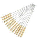 12PCS Wooden Handle BBQ Skewers Stainless Steel Barbecue Skewer BBQ Tools ert