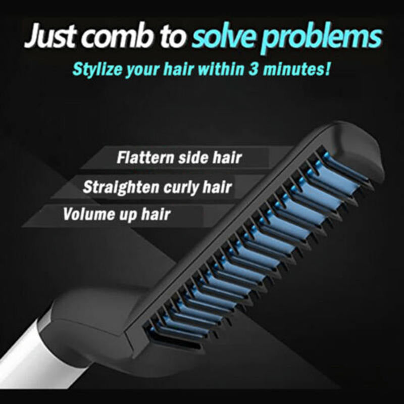 Quick Hair Styler Comb Curling Iron Volumize Flatten Straighten for Men/La CLI