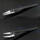 3PCS Heat Resistant Anti-static Stainless Steel Ceramic Tweezers Handle Black df