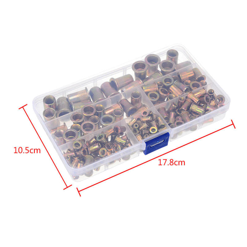 175pcs Set Rivet Nut Mixed Zinc Steel Rivnut Insert Nutsert Threaded M3 FMK