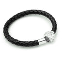 Weave Girls Leather Wristband Magnetic Rhinestone Buckle Bracelet Bangle FEX