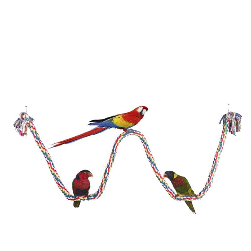 Hot Pet Parrot Chew Rope Budgie Bell Bird Perch Coil Swing Cockatiel Ca KKX