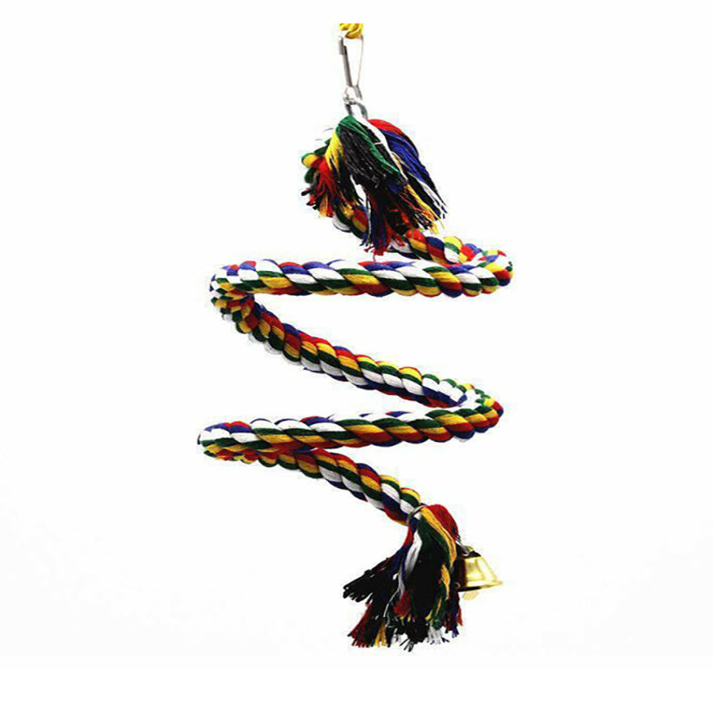 Hot Pet Parrot Chew Rope Budgie Bell Bird Perch Coil Swing Cockatiel Ca KKX