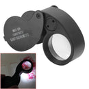 Jeweler Pocket 40x Magnifying Eye Glass Lens Magnifier Loupe Double LED  MMP