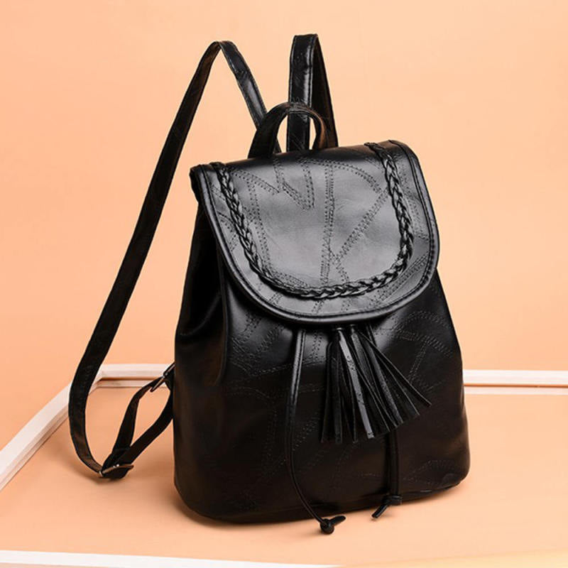 Women & Girl Tassel Shoulder Bag Faux Leather Backpack Travel Backpack B RKA