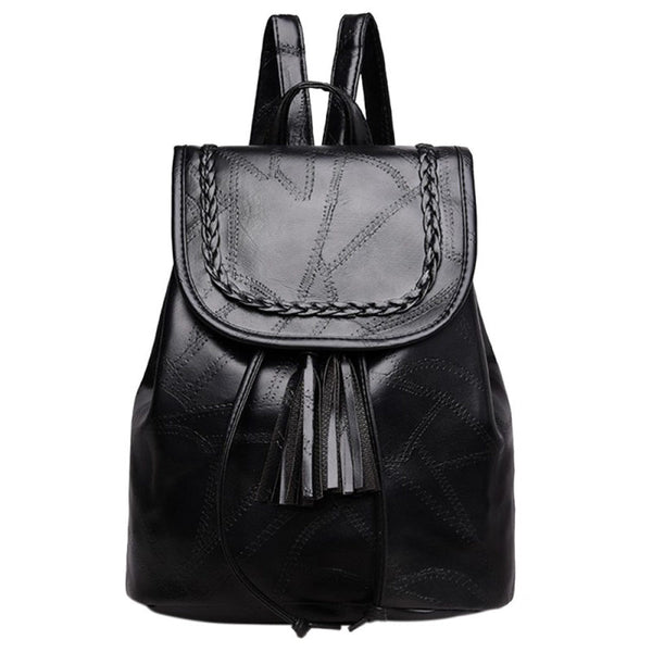 Women & Girl Tassel Shoulder Bag Faux Leather Backpack Travel Backpack B RKA