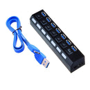 Multi Charger Hub +High Speed Adapter ON/OFF Switch Laptop/PC 7-Port USB BBZ