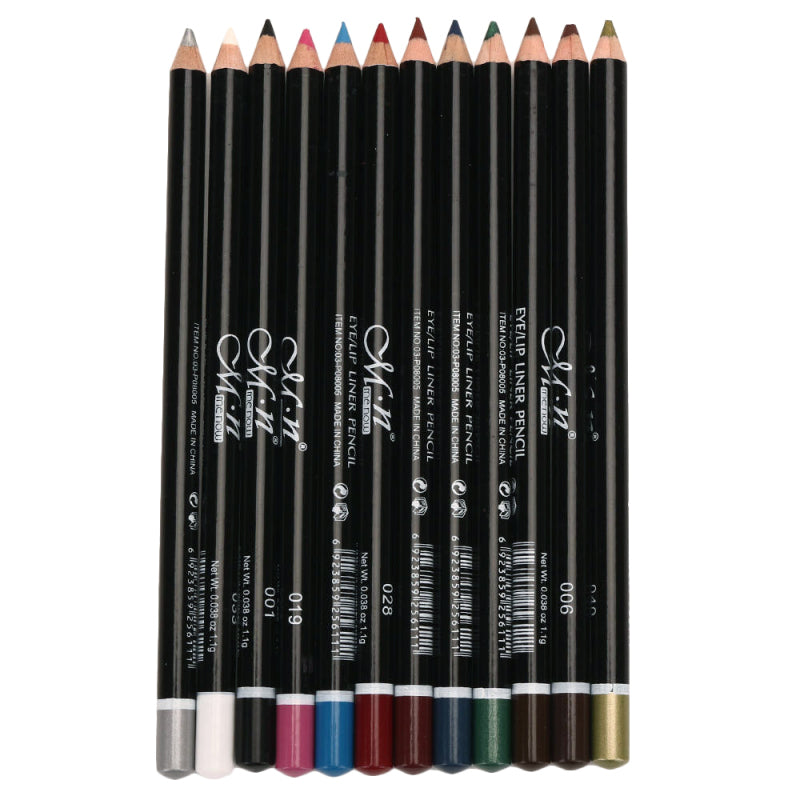 1 Set Professional Eye Shadow Lip Liner Eyeliner Pen Pencil Makeup 12 Color