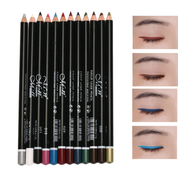 1 Set Professional Eye Shadow Lip Liner Eyeliner Pen Pencil Makeup 12 Color