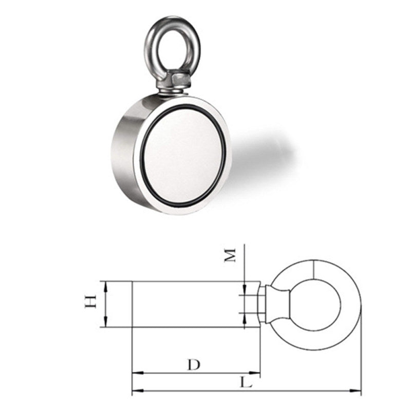 Neodymium Fishing Magnet Pulling Force Round Double Sided Super Strong 1 pc