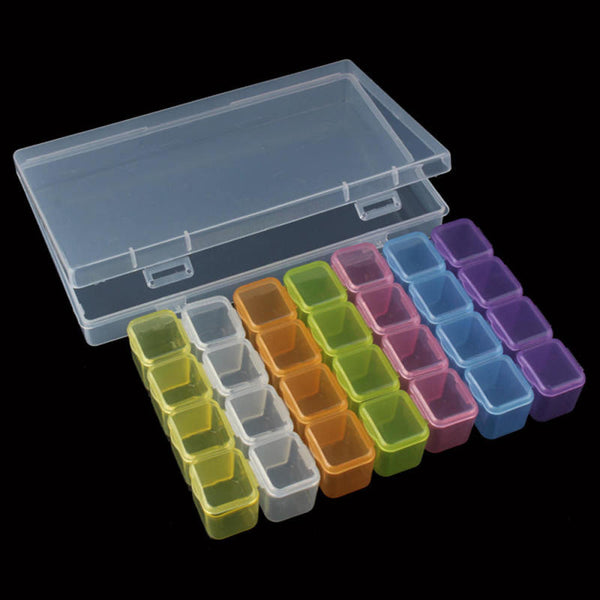 28 Slots Manicure Grid Diamond Box Plastic Case Jewelry Storage Container VTA