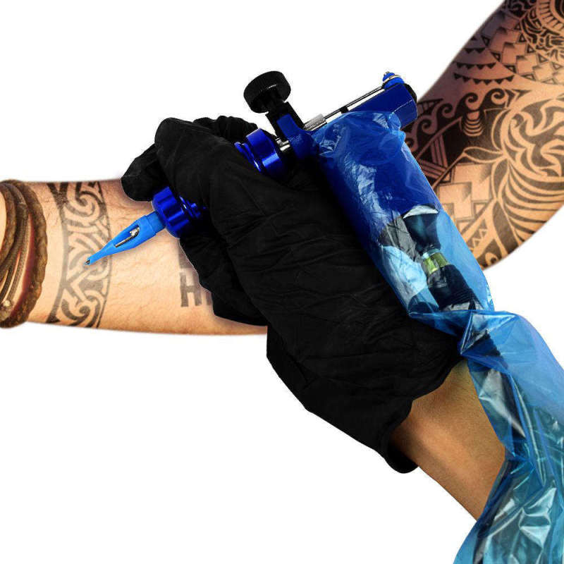 100 Pcs Blue Tattoo Clip Cord Sleeves Disposable Plastic Cover Machine Ba OGC