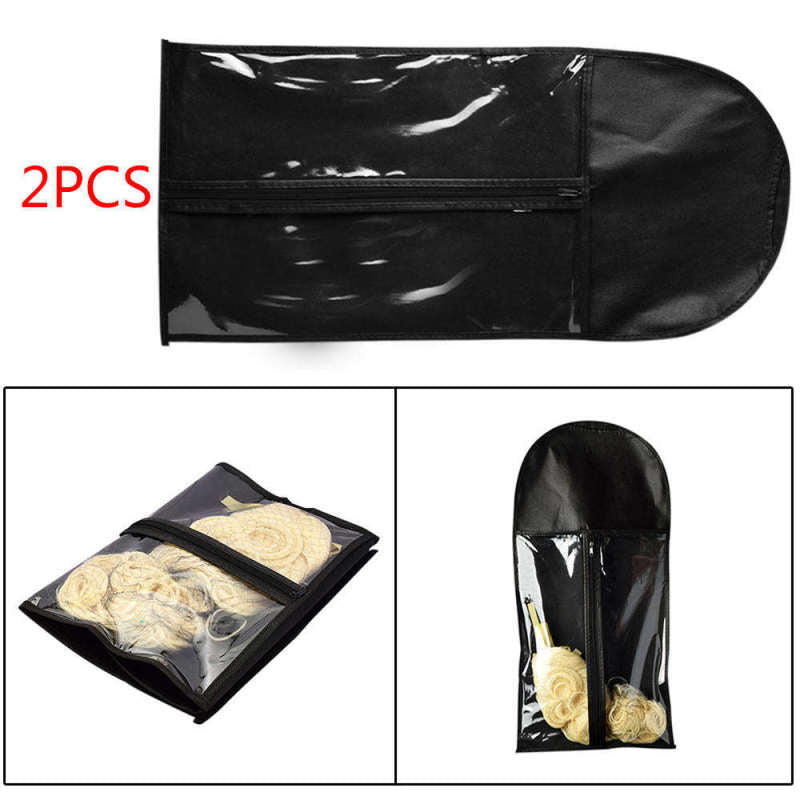 2 x Hair Extension Packaging Bag Carrier Storage Wig Dustproof Protect GTE