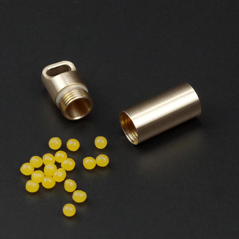 1x Waterproof Matel Brass Pill Box Case Bottle Drug Holder Keychain Con WYL