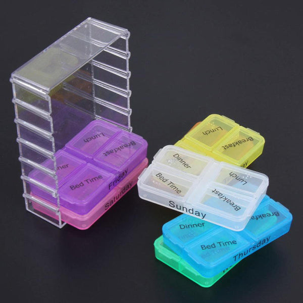 7 Day Multi Case Medicine Weekly Storage Pill Tablet Sorter Box Organiz FIR