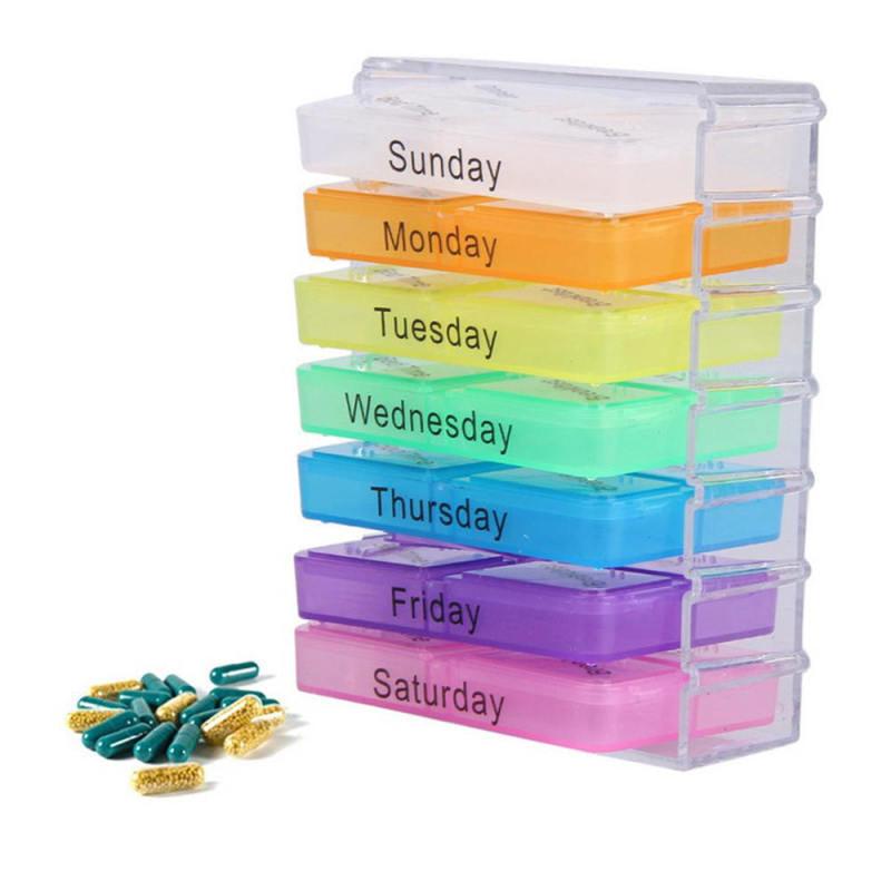 7 Day Multi Case Medicine Weekly Storage Pill Tablet Sorter Box Organiz FIR WLT