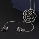 Rose Flower Long Pendant Necklace Sweater Chain Crystal Women Jewelry XVN