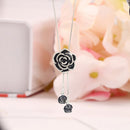 Rose Flower Long Pendant Necklace Sweater Chain Crystal Women Jewelry XVN
