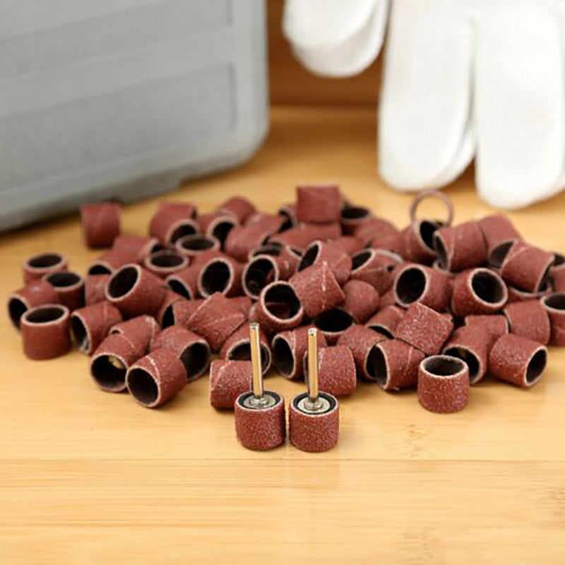 100X 1/2" Sanding Bands +2pcs Sanding Drum Mandrel For Grinder Rotary Tools HOT