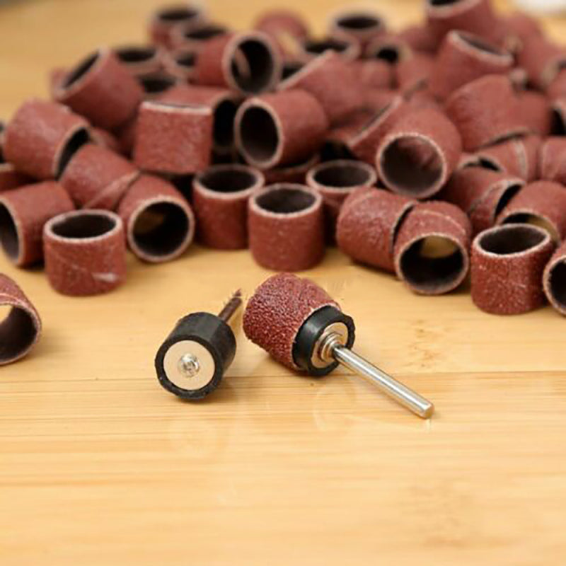 100X 1/2" Sanding Bands +2pcs Sanding Drum Mandrel For Grinder Rotary Tools HOT