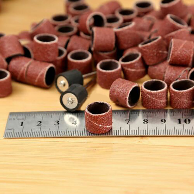 100X 1/2" Sanding Bands +2pcs Sanding Drum Mandrel For Grinder Rotary Tools HOT