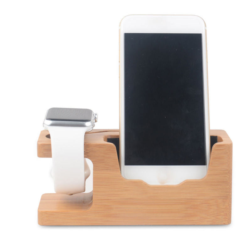 Bamboo Cell Phone Charging Dock Station Charger Holder Stand For Watch RHA NFH