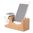 Bamboo Cell Phone Charging Dock Station Charger Holder Stand For Watch RHA NFH