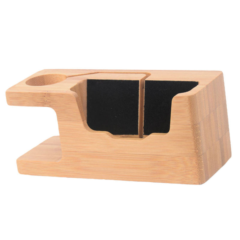 Bamboo Cell Phone Charging Dock Station Charger Holder Stand For Watch RHA NFH