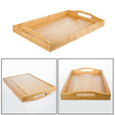 Solid Bamboo Flat Tea Tray Coffee Food Drink Serving Table With Handle C LLP dfs
