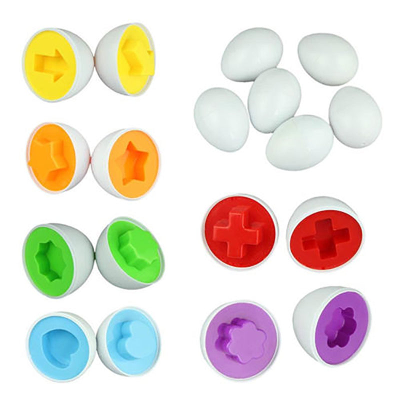 1 X6pcs Eggs Shape Wise Pretend Puzzle Tool Colorful Baby Kids Learn Education