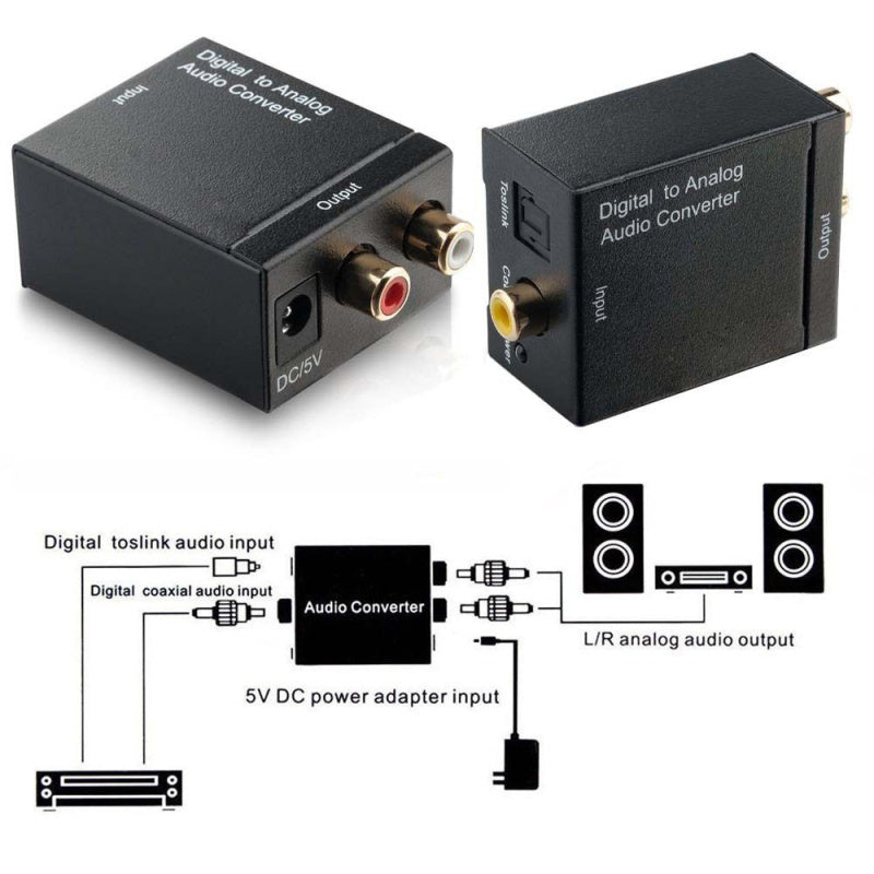 Analog Audio Converter Adapter RCA L/R SPDIF Optical Coaxial Toslink Digital