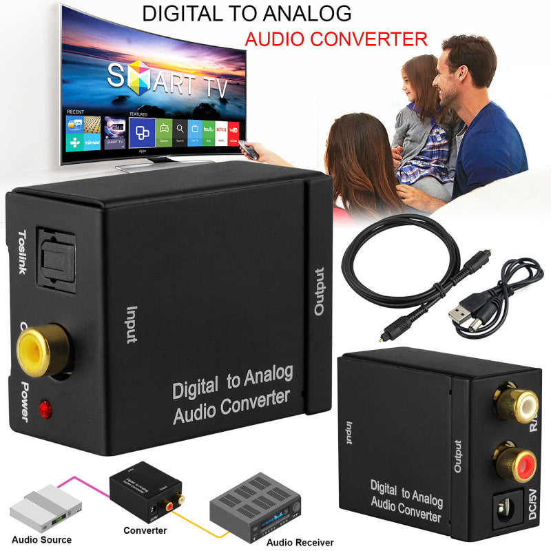 Analog Audio Converter Adapter RCA L/R SPDIF Optical Coaxial Toslink Digital