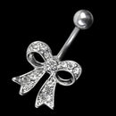 1x Belly Ring Navel Button Rhinestone Bowknot Bow Barbell-Bar Body Art Piercing