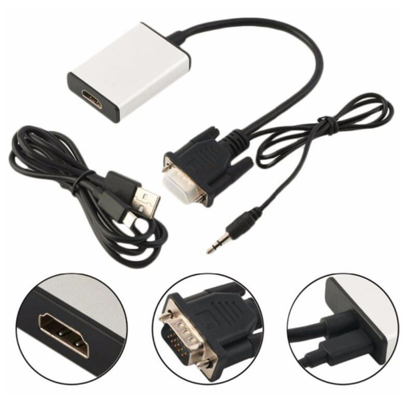 VGA Male To HDMI Output 1080P HD + Audio TV HDTV Video Cable Converter KTE