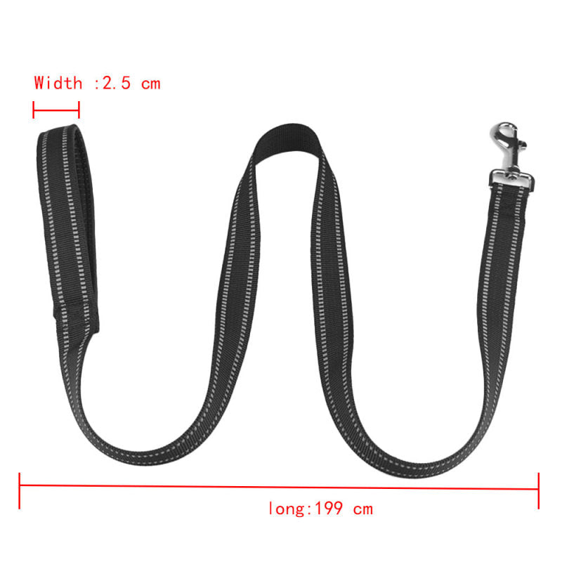 2x Strong Nylon Dog Pet Lead Leash With Clip For Collar Harness Black Webbing sa
