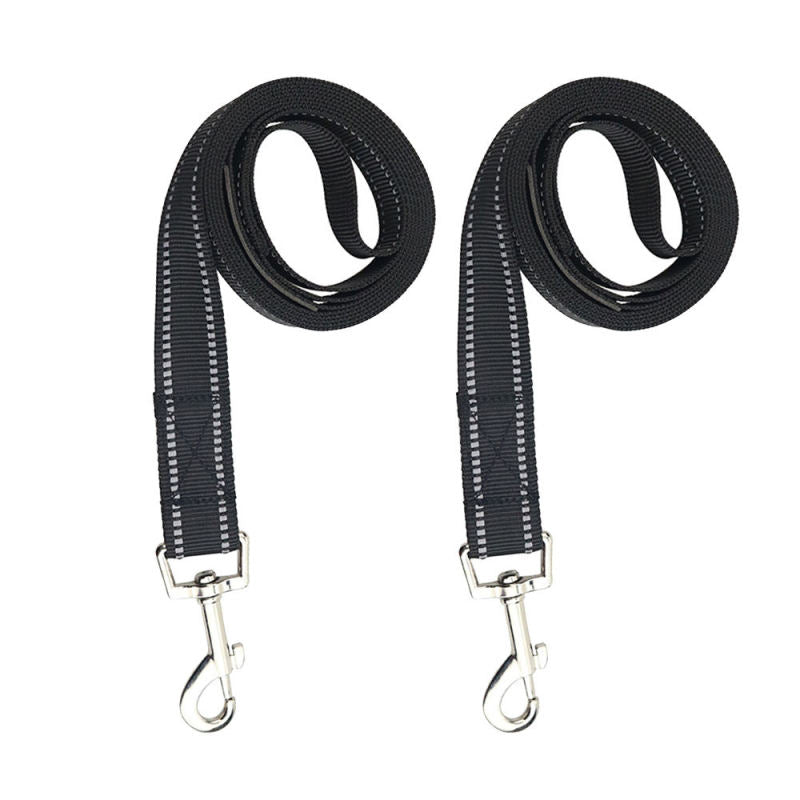 2x Strong Nylon Dog Pet Lead Leash With Clip For Collar Harness Black Webbing sa