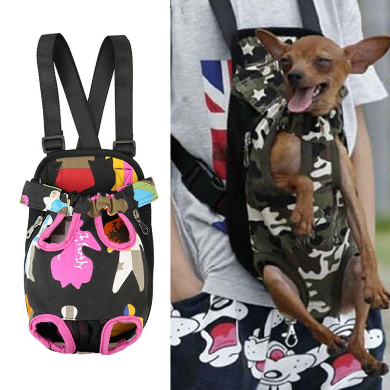 Canvas Pet Carrier Dog Front Chest Backpack Five Holes Backpack Dog Outdoor Bag