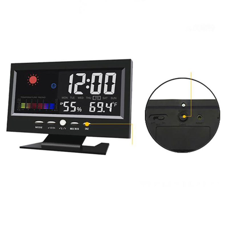 Alarm Clock LED Color Display Digital Voice Control Snooze Calendar Weather vb