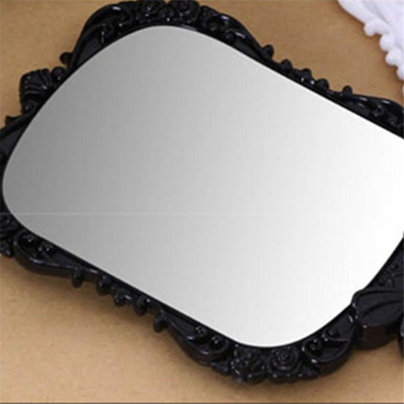 Women Retro Butterfly Hand Held Mirror Makeup Dresser Portable Square Mirror fhs