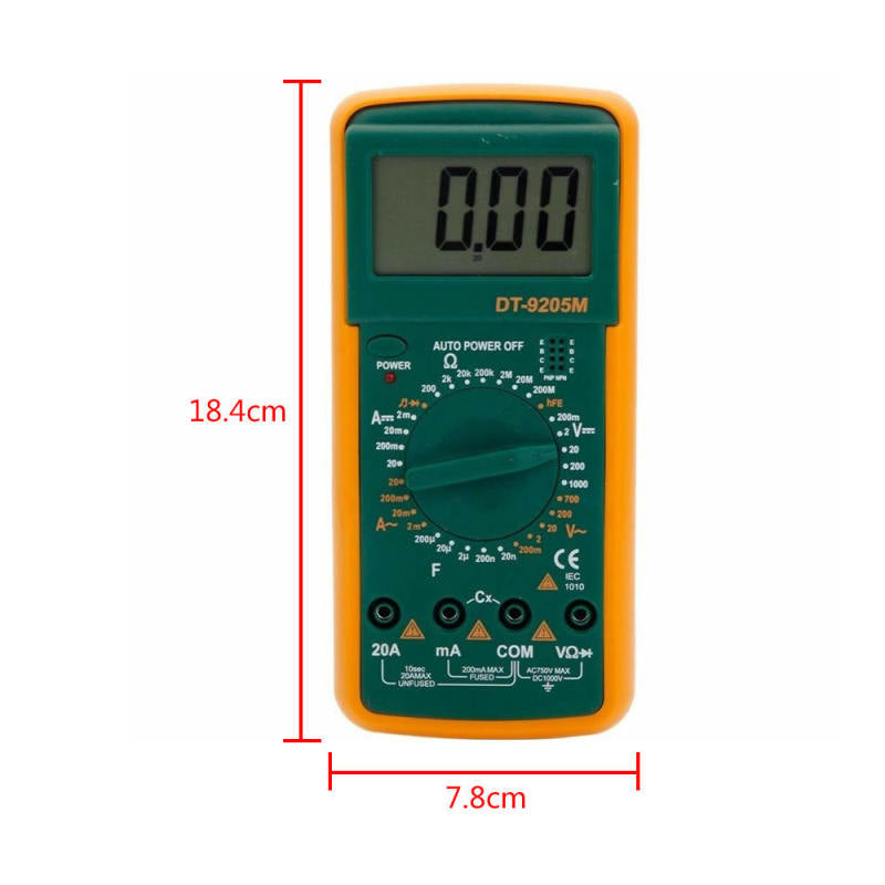 DT9205M LCD Digital Multimeter Voltmeter Ohmmeter Ammeter Capacitance Te ZET