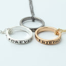 2 Sets Best Friend Forever Friendship 3-Piece Alloy Ring Pendant Necklace ert