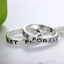 2 Sets Best Friend Forever Friendship 3-Piece Alloy Ring Pendant Necklace ert