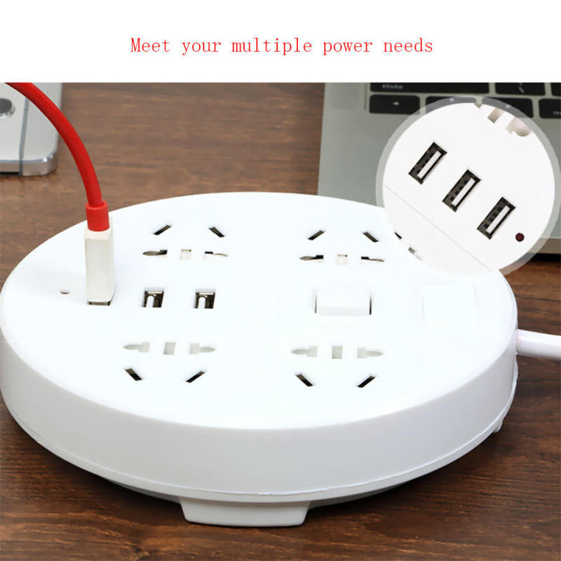 3 USB 2A Smart Fast Charging White Desktop Wall Removable Round Head Board PBJ