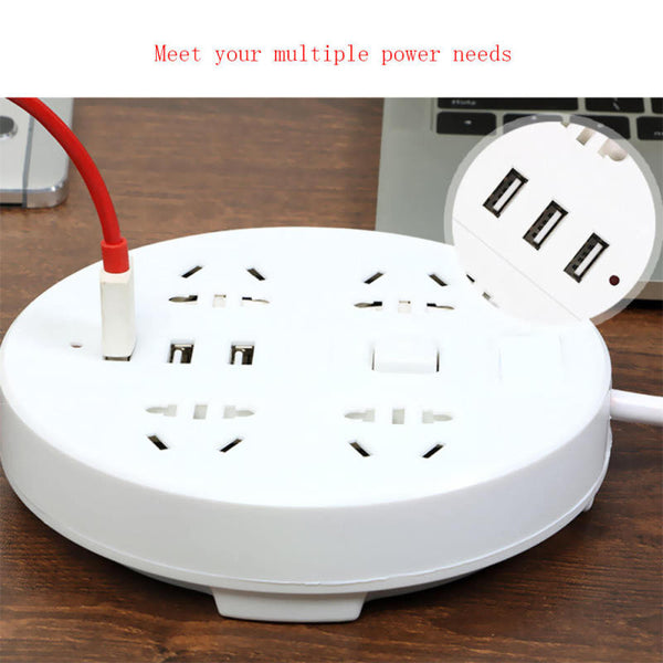 3USB 2A Intelligent Fast Charging Wwhite Desktop Wall Movable Round Head HGO