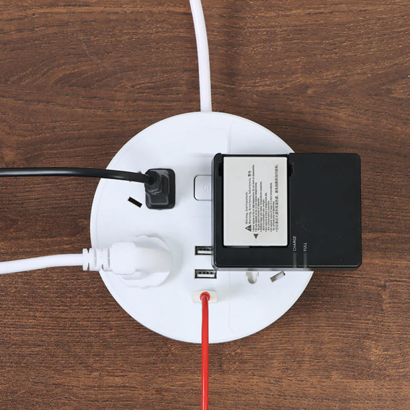 3USB 2A Intelligent Fast Charging Wwhite Desktop Wall Movable Round Head HGO